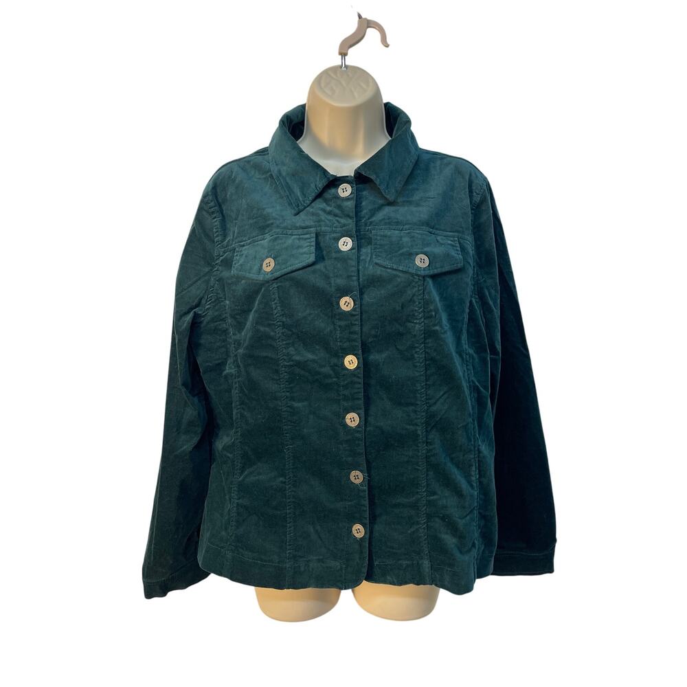 Westbound Women's Long Sleeve Button Up‎ Collared Jacket Color Jade Green Size M